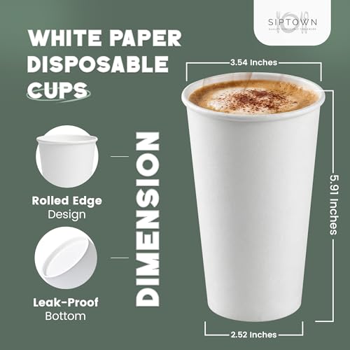 Paper Cups 20 oz 200 Pack for Coffee & Tea Made in USA (200 Count)