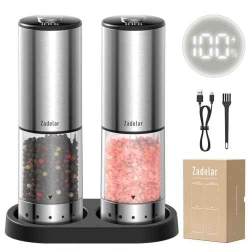 Rechargeable Electric salt and pepper grinder set with Storage Base (4.05 Ounce)
