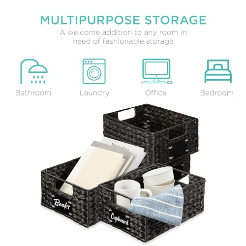 Set of 4 9x12in Water Hyacinth Pantry Baskets (4 Count)