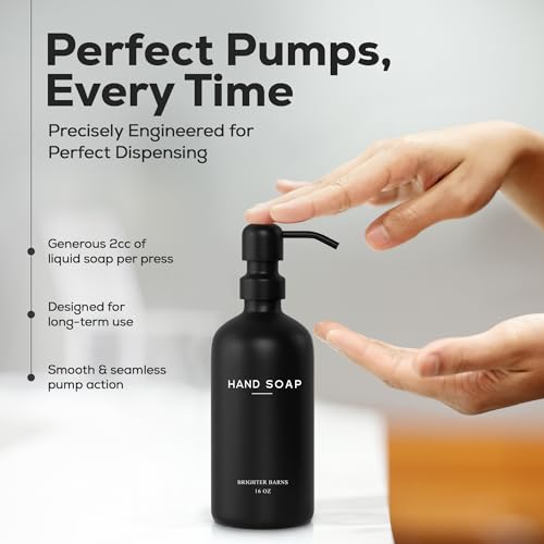 Black Glass Hand and Dish Soap Dispenser Set by Brighter Barns (2 Count)