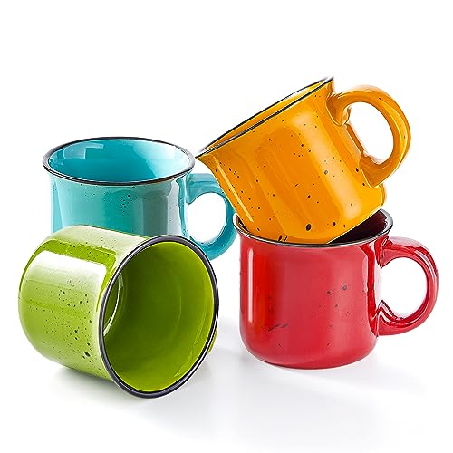 Set of 4 Large Ceramic Mugs with Handles (4 Count)