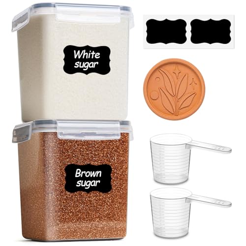 Airtight Brown Sugar Containers with Terra Cotta Saver 2.6Qt 2Pack (2 Count)