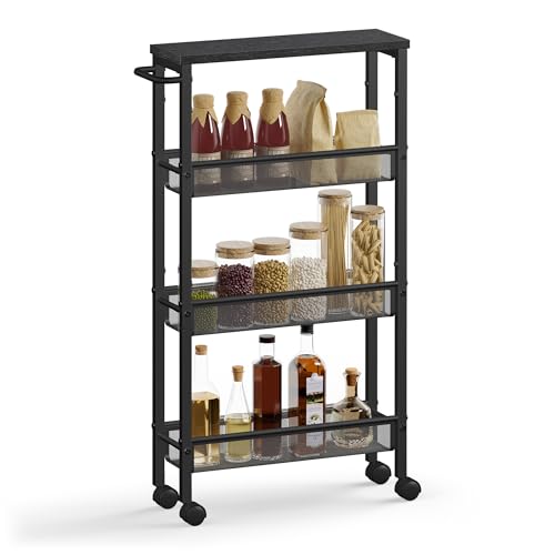 4 Tier Slim Rolling Storage cart with Wheels