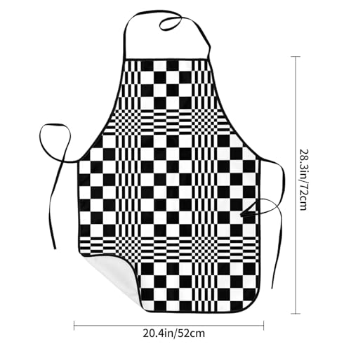 Black and White Checkered Optical Illusion Apron