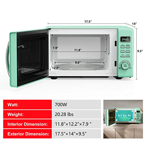 GLCMKZ07GNR07 Retro Countertop Microwave Oven with Auto Cook & Reheat