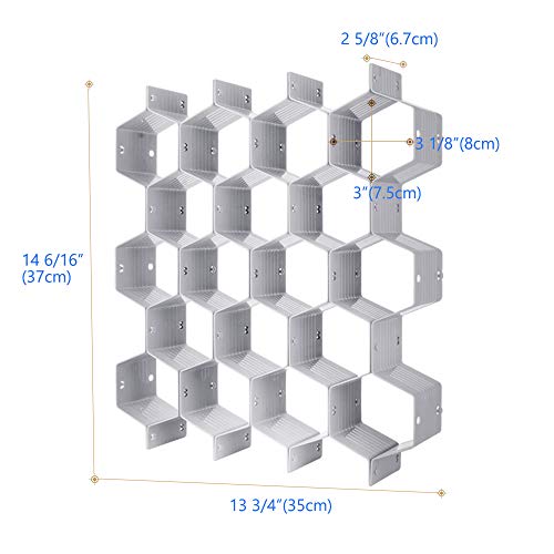 Drawer Divider Organizer Adjustable DIY Grid Honeycomb Drawer Divider for Underwear Belt Scarf Socks Gray (8 Count)