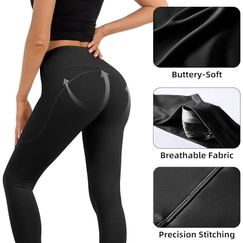 Butt Lifting High Waist Leggings for Women Buttery Soft Yoga Pants with Pockets Moisture