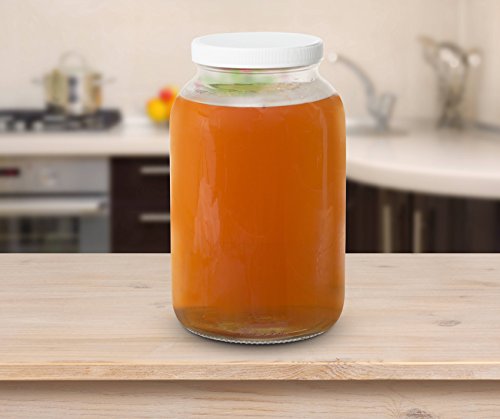 1 Gallon Glass Jar Wide Mouth with Airtight Foam Lined Plastic Lid (4 Count)