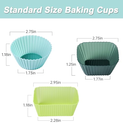 Silicone Baking Cupcake Cups Muffin Liners Nostick Cake Molds Bento Lunch Box Dividers (12 Count)