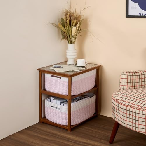 Woven Pink Cotton Storage Baskets (3 Count)