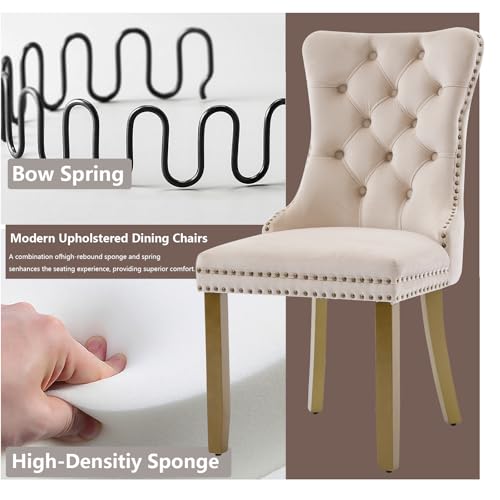 Beige Velvet Dining Chairs Set of 6 (6 Count)