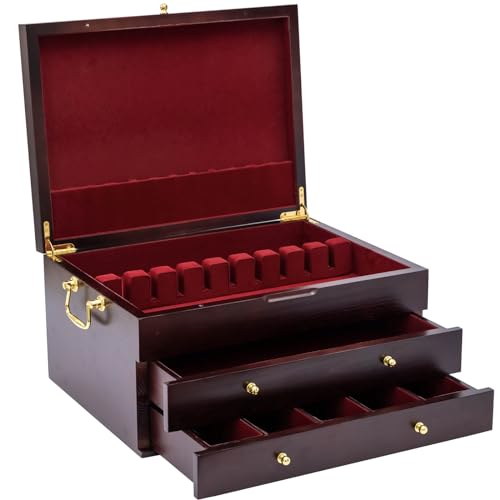 Wooden Silverware Chest without Silverware Three