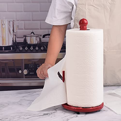 Red Cast Iron Paper Towel Holder for Kitchen Countertop