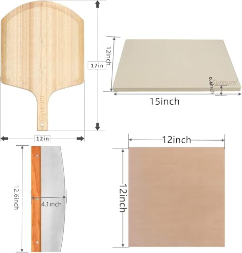 15''Pizza Stone for Oven and Grill with Pizza Peel (4 Count)