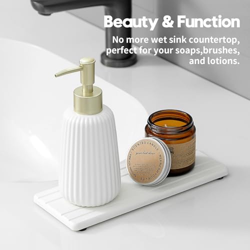 2PCS Diatomite Quick Stone Drying Tray Mat for Bathroom & Kitchen Counter (2 Count)