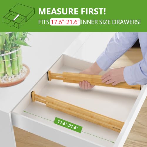 4 Pcs Expandable Bamboo Drawer Dividers (2 Count)