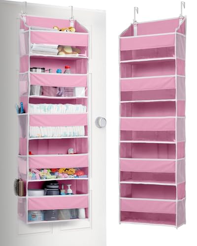 1 Pack Over Door Organizer with 5 Large Pockets 10 Mesh Side Pockets