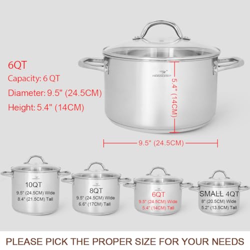 Stock Pot 6 Quart Nickel Free Stainless Steel
