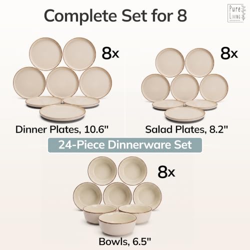 24 Piece Stoneware Dinnerware Set for 8 (24 Count)