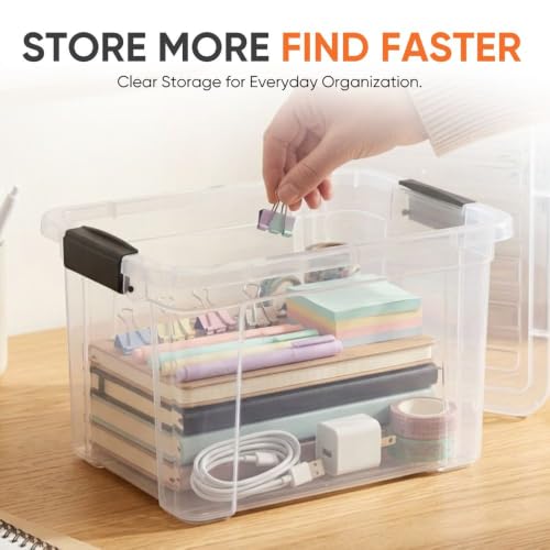 Small Clear Storage Boxes with Lids (4 Count)