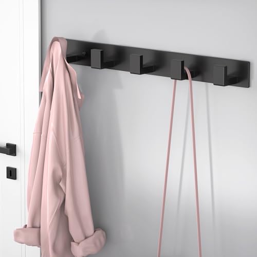 5 Hook Black Stainless Steel Wall