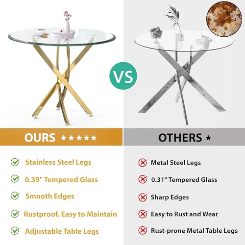 36" Round Glass Dining Table Set for 4 (4 Count)