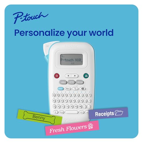 P-Touch PT-N10 Personal Handheld Label Maker, Portable and Prints, P-Touch Btag ~½” (12mm) Wide Color Personalized Label Tapes