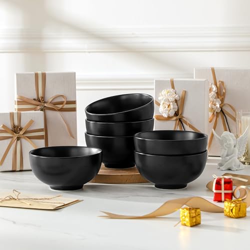 26 Oz Black Ceramic Bowls Set of 6 (6 Count)