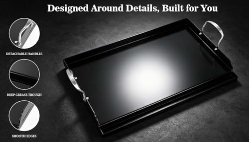25 x 16 Inch NanoCeramic Cast Iron Griddle for Gas Grills