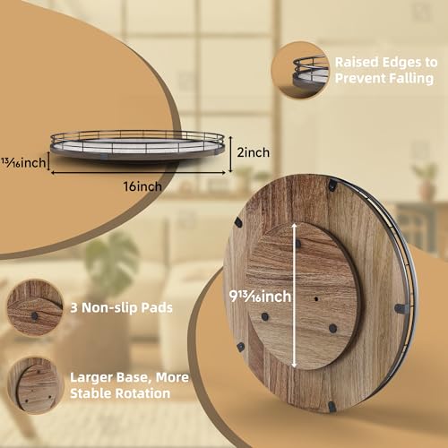 Acacia Wood 16" Lazy Susan Turntable Organizer for Table Top