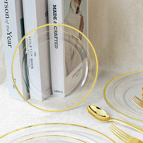 60 Pcs Clear Gold Plastic Plates (30 Count)