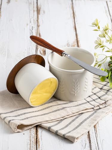 Butter Crock Ceramic Butter Dish with Lid for Countertop