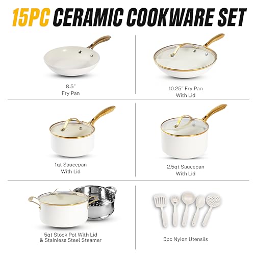 15 Pc Ceramic Cookware Set (15 Count)