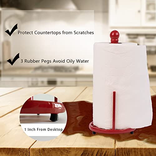 Red Cast Iron Paper Towel Holder for Kitchen Countertop