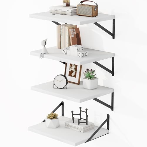 16W x 12D Deep Floating Shelves Set of 4 White (4 Count)