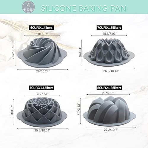 4 Pieces Silicone Fluted Cake Pans