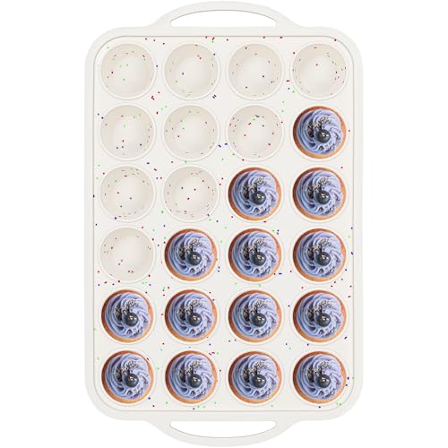 24 Cups Silicone Mini Muffin Pan for Baking with Metal Frame