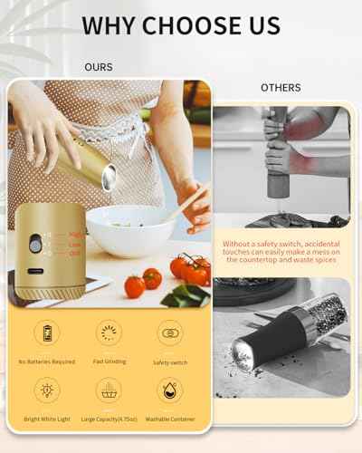 Gravity Electric Salt and Pepper Grinder Set with 2 (2 Count)