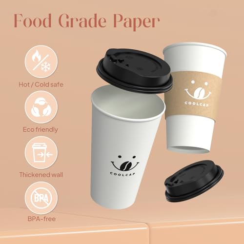 Coffee Cups with Lids and Sleeves (100 Count)