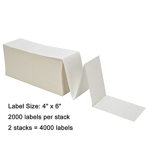2 Stacks Fanfold 4" x 6" Direct Thermal Labels (4000 Count)