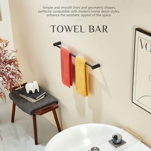 Towel Rack Black Bathroom Wall Mounted Towel Holder 20