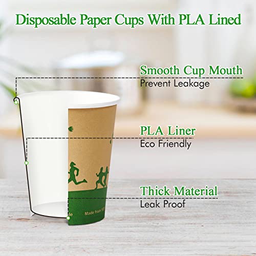 12 oz Compostable Paper Coffee Cups with PLA Lined (240 Count)