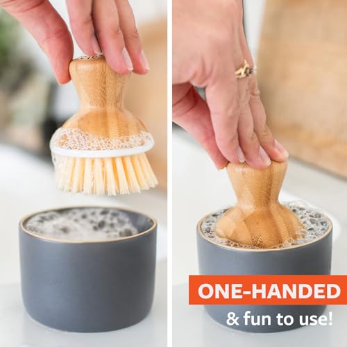 Bubbly Palm Brush & Ceramic Soap Dispenser