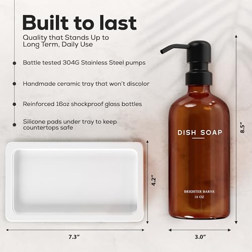 Amber Glass Hand and Dish Soap Dispenser Set by Brighter Barns