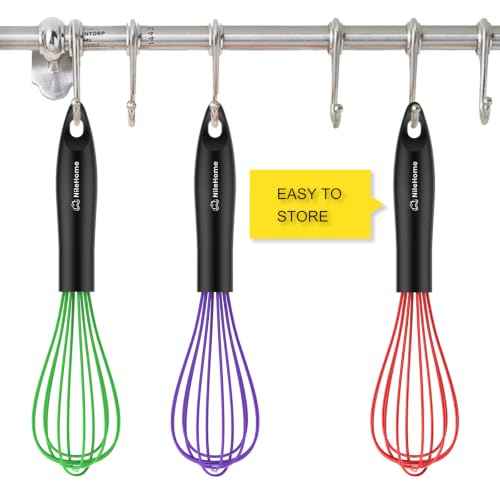 Silicone Whisk Set 8" 10" 12" Kitchen Whisk Multicolor (3 Count)