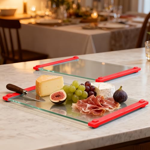2PCS Glass Cutting Board with Silicone Grip (2 Count)