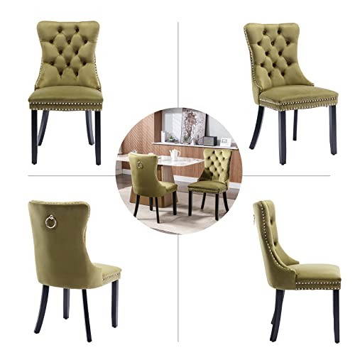 Olive Green Velvet Dining Chairs Set of 2 (2 Count)
