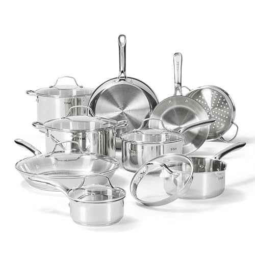 Gourmet 15 Piece Stainless Steel Pots and Pans Set