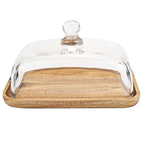 Glass Butter Dish with Lid Clear Glass Butter Keeper Container for Butter