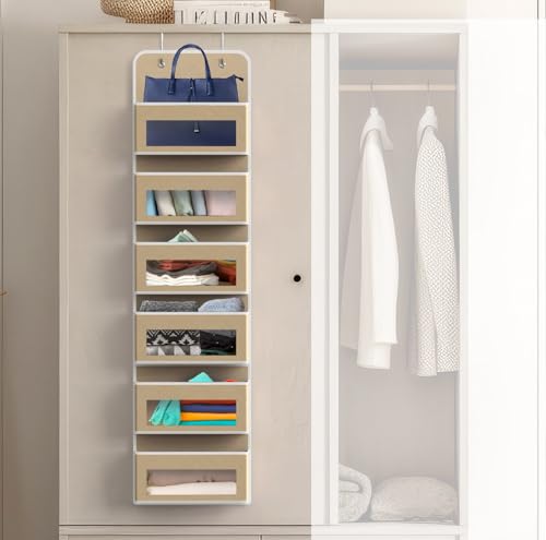 6 Clear Window Pocket Over Door Hanging Organizer